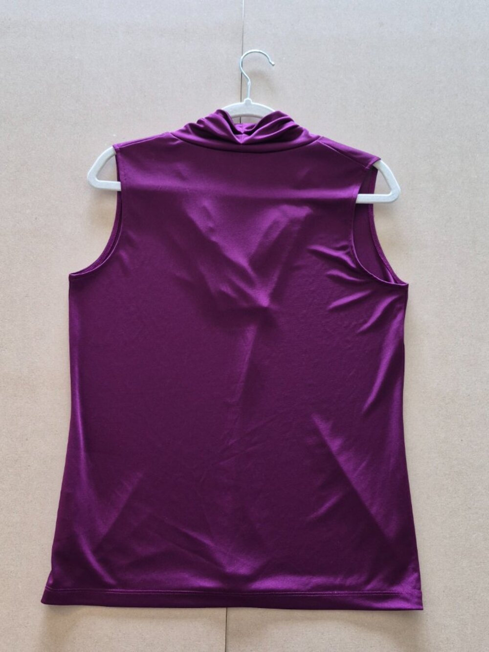 Jones New York Sleeveless Blouse Womens M Purple Draped Cowl Neck Career Top - Picture 6 of 8